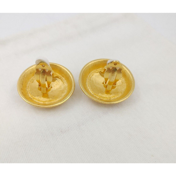 Vintage Ellen Designs Anchor Earrings Canal De Vieux Gold Tone Sailor Chunky - Picture 4 of 13